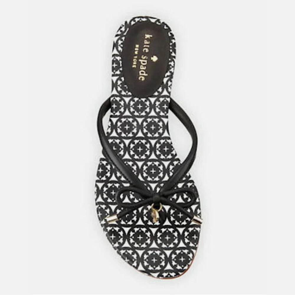 NWOB Kate Spade New York Mistic Bow Flat Thong Leather Sandal